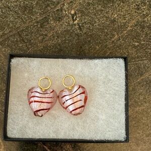 Lizzie Fortunato Pink & Red Heart Glass  Earring charms